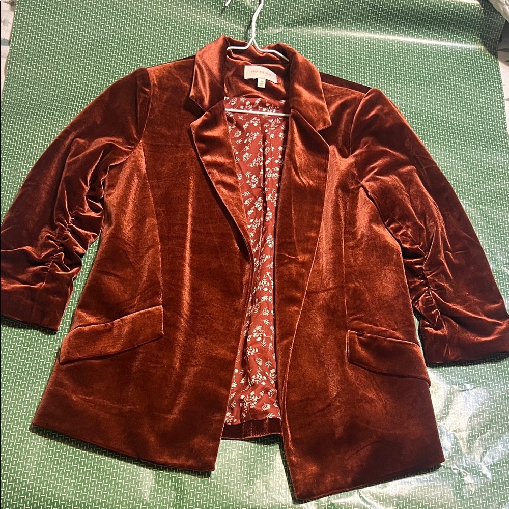 Skies Are Blue Velvet Blazer in Rich Brown
